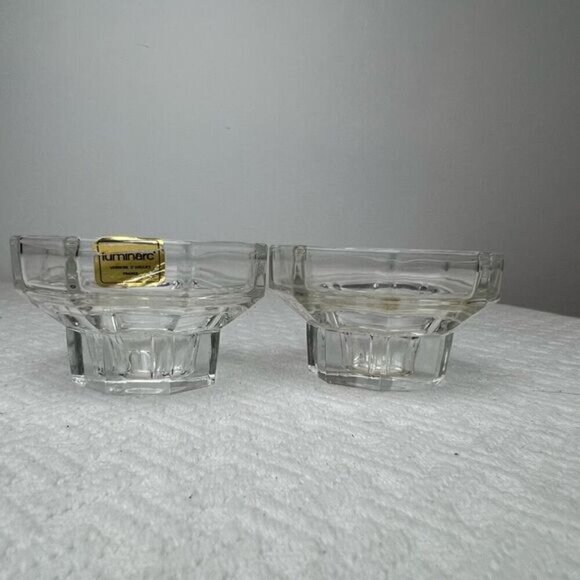 Set Of 2 Luminarc Genuine Crystal Candle Holders 1.75" tall Clear Glass Octime - Picture 4 of 11